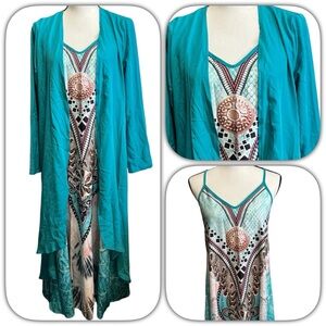 2pc New Teal Maxi Dress with Cardigan Sz M/L